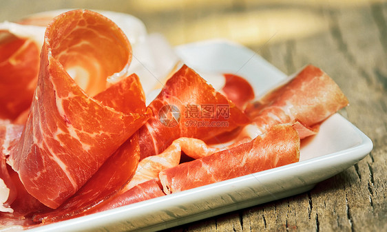 Prosciutto 专利美食水平状态木头健康饮食生活方式文化食物宏观图片