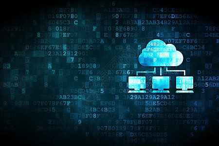 数字背景上的云计算概念云网络局域网展示计算解决方案绿色数据蓝色服务器高科技软件背景图片