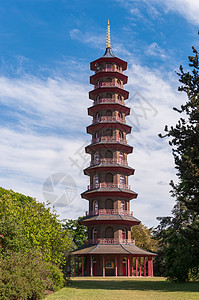 邱园的塔楼植物王国文化花园蓝色绿色草地公园地标建筑图片