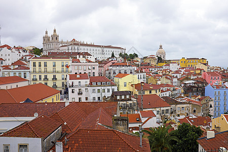 葡萄牙里斯本的房屋和港湾建筑城市场景风景旅行纪念碑全景市中心景观建筑学图片