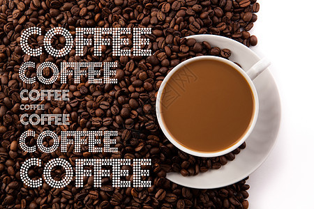 咖啡杯加牛奶烹饪食物标题咖啡宏观休息字体背景图片