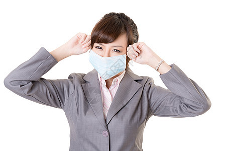 生病的女商务人士疼痛疾病女士流感发烧病人工作药品面具人士图片