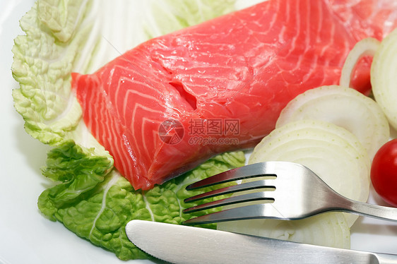 鱼开胃菜鱼片海鲜沙拉盘子黄瓜健康饮食课程食物烹饪小吃图片