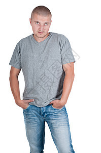 穿便衣的男子衣服衬衫成人牛仔裤短裤享受蓝色姿势男性牛仔布图片