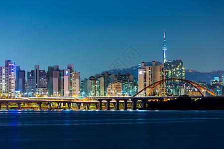 首尔天际交通城市办公室日落通道团伙景观建筑天空踪迹图片