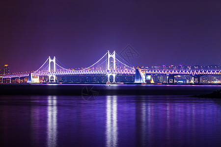 釜山停泊桥夜间海景建筑学商业金融踪迹建筑城市运输通道交通图片
