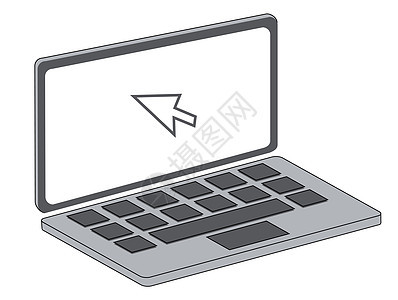 膝上型展示插图灰色技术笔记本机动性键盘卡通片硬件屏幕图片