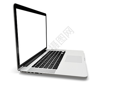 带白屏幕的膝上型电脑硬件笔记本监视器技术灰色白色商业机动性键盘插图图片