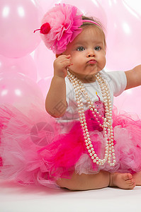 婴儿宝宝项链短裙派对气球粉色庆典冒充头巾发带儿童图片