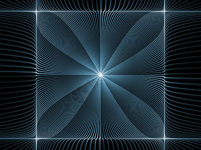 分形沉积能量设计光束径向元素蓝色渲染装饰品中心射线数学图片