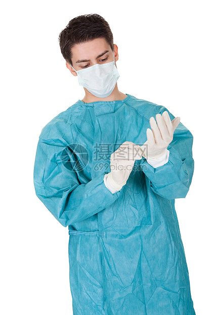 外科医生戴上外科手套药品不育医院剧院推杆擦洗疾病保健面具治愈图片