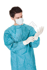 外科医生戴上外科手套擦洗专家治愈疾病医师治疗男人程序不育剧院图片