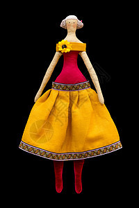 身着乌克兰民俗服装的手工制造的孤立娃娃女孩包装纺织品衬衫裙子蕾丝针织靴子人体缝纫刺绣图片