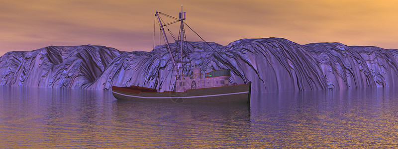 渔船和冰山破冰海豹反射气候变化海洋海湾蓝色冰川环境天堂图片