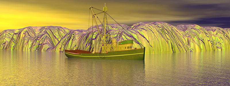 渔船和冰山血管反射海豹天堂探索旅游冒险气候旅行渠道图片