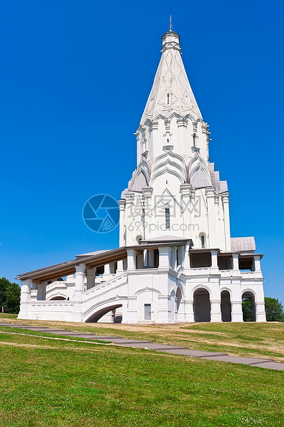 Kolomenskoe教堂教会绿色旅行历史博物馆白色建筑学宗教文化蓝色圆顶图片