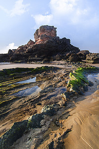 葡萄牙萨格雷斯海岸沿岸地区岩石波浪海滩支撑海洋海岸线图片