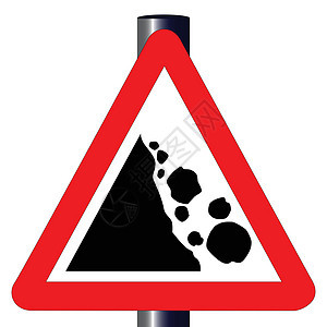 危险坠落岩礁交通信号红色路标插图警察白色岩石三角形标志警告车辆图片