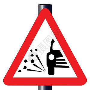 巨石震动交通信号危险运输三角形削片白色车辆路标意外警告筹码图片
