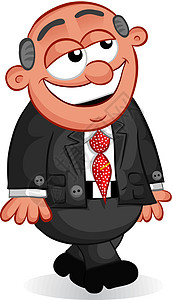 企业卡通  男士大老板微笑和走路办公室工人男人领导者经理市场工作快乐插图商业图片