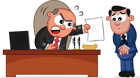 老板在雇员面前大喊大叫工人市场商业办公室利润人士情感愤怒漫画金融图片