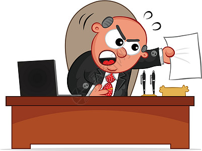 带纸的万愤怒大老板经济套装员工插图办公室情感愤怒人士现金职业图片