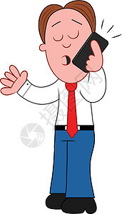 卡通商务人士在电话上聊天老板金融人士办公室领导者剪贴漫画工人报告套装图片