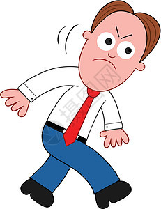 卡通商务人士愤怒和行走金融套装情感漫画插图人士男人商业领导者老板图片