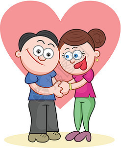 握手与爱心情人友谊女孩朋友夹子夫妻婚礼插图绘画染色图片