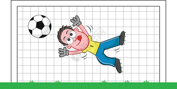 Cartoon 目标守门员抓球运动场地锦标赛游戏竞赛男人插图卡通片蓝色活动图片
