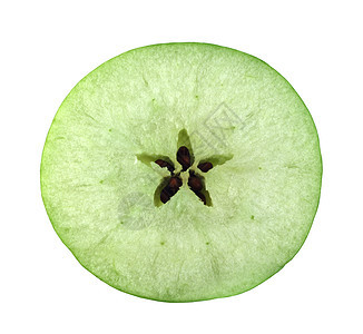 绿苹果切片交叉部分白色茶点种子小吃圆圈绿色水果健康活力饮食图片