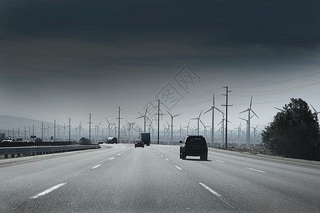 加利福尼亚公路 配有电动风力车货车汽车线条路线电机风车天空水泥气候旅行图片