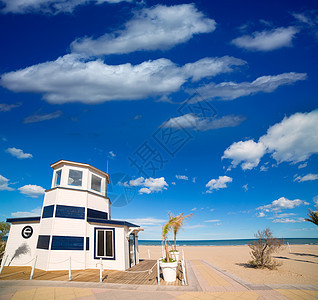 西班牙地中海的甘迪亚海滩沙沙子支撑海景海岸海洋旅游场景海岸线地标旅行假期图片