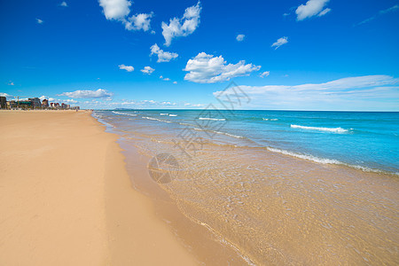 西班牙地中海的甘迪亚海滩沙沙子社区海岸旅游阳光天空海洋蓝色场景观光海岸线图片