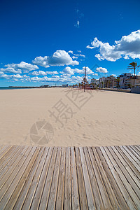 西班牙地中海的甘迪亚海滩沙沙子观光海景假期海岸线支撑旅游海洋社区蓝色波浪图片