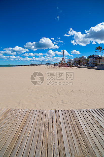 西班牙地中海的甘迪亚海滩沙沙子观光海景假期海岸线支撑旅游海洋社区蓝色波浪图片