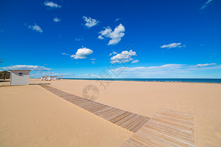 西班牙地中海的甘迪亚海滩沙沙子波浪天堂阳光海岸线旅行海岸海景地标场景晴天图片