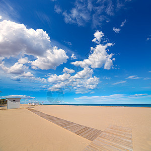 西班牙地中海的甘迪亚海滩沙沙子地标蓝色天堂晴天社区场景假期阳光旅游支撑图片