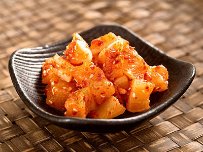 韩国咸菜萝卜食物水平蔬菜白萝卜辣椒图片
