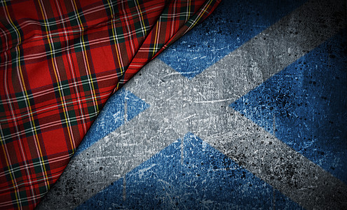 苏格兰民间短裙装饰品纺织品红色横幅材料旗帜羊毛棉布图片