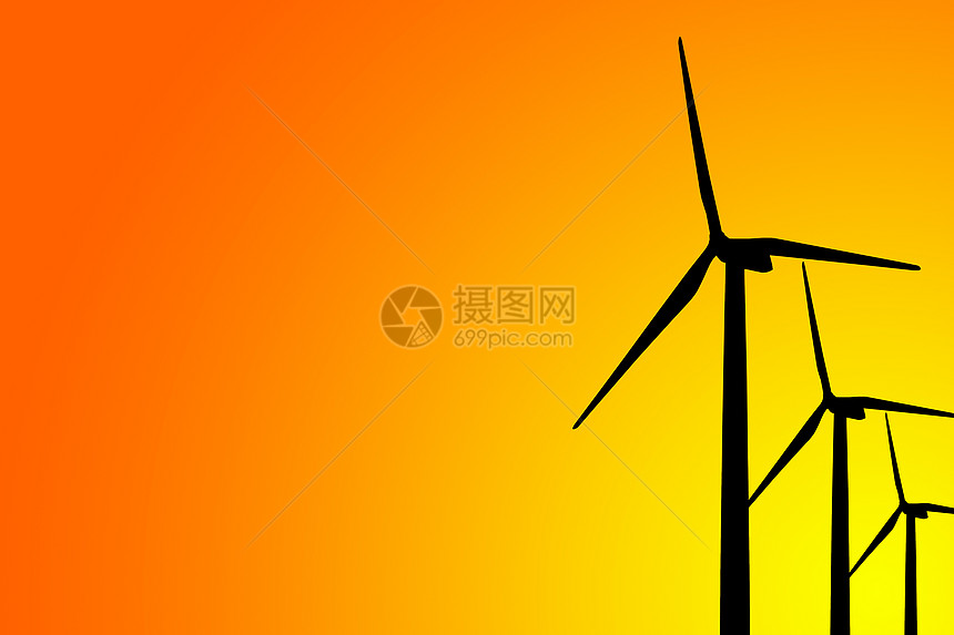 风力涡轮机橙子日落全球环境植物发电机技术车站天空工业图片