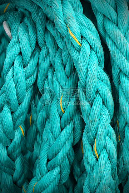 大型船舶电缆背景码头蓝色安全力量血管艺术绳索海洋磨损绿色图片