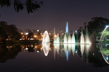 Ibirapuera公园 巴西Sao Paulo地标灯光效果彩灯方尖碑建筑学旅行喷泉圣诞生态图片
