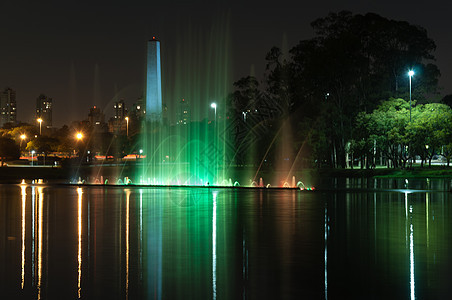 Ibirapuera公园 巴西Sao Paulo地标建筑生态旅行树木反光城市效果建筑学环境图片