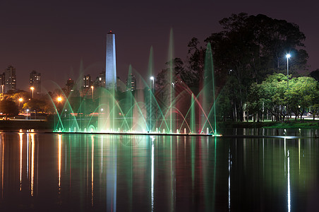 Ibirapuera公园 巴西Sao Paulo地标效果圣诞射流建筑旅行反光方尖碑城市灯光图片