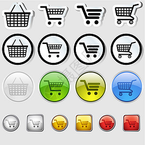 购物墨盒图标商品销售商业插图电子商务店铺篮子按钮零售玻璃图片