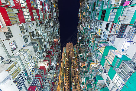 香港拥挤不堪的建筑公寓民众人口贫民窟窗户住宅住房建筑学城市市中心图片