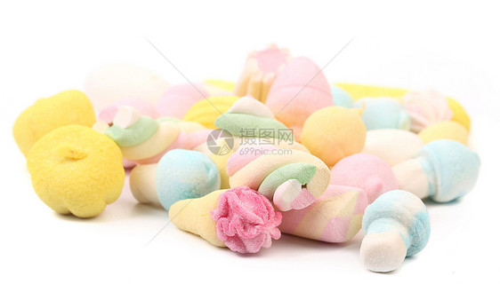 不同颜色的棉花糖特写黄色水果绿色孩子甜点粉色正方形食物小吃糖果图片