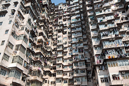 香港老旧住宅楼 香港建筑生活建筑学人口城市贫困住房贫民窟窗户民众图片