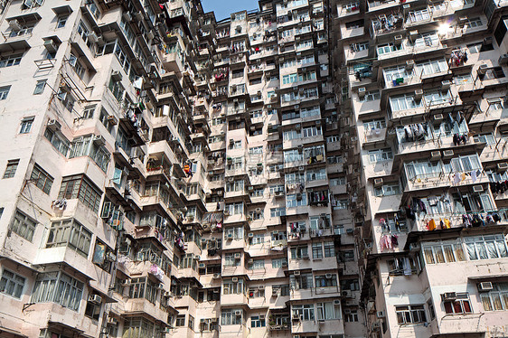 香港老旧住宅楼 香港建筑生活建筑学人口城市贫困住房贫民窟窗户民众图片